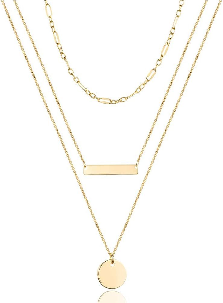 Turandoss Dainty Layered Choker Necklace, Handmade 14K Gold Plated Y Pendant Necklace Multilayer ... | Amazon (US)