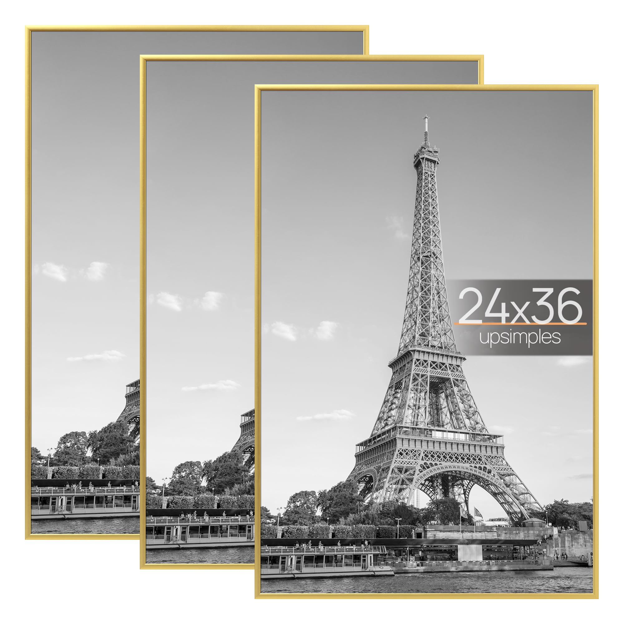 upsimples 24x36 Poster Frame Gold 3 Pack, Scratch-Proof Picture Frames 24 x 36 for Photo Gallery ... | Amazon (US)