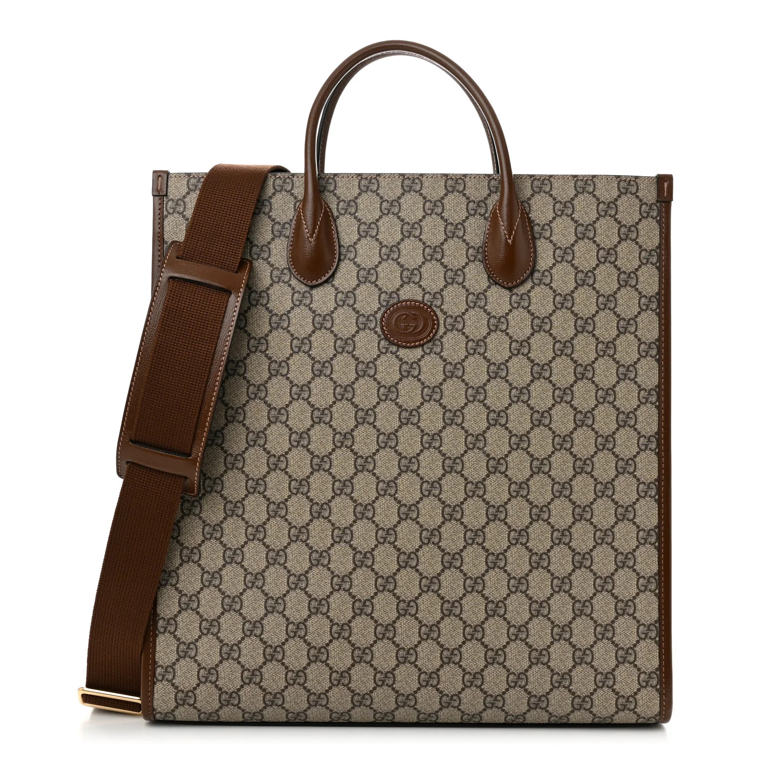 Gucci GG Supreme Monogram Textured Dollar Calfskin Web Medium Retro Interlocking G Vertical Tote... | FASHIONPHILE (US)