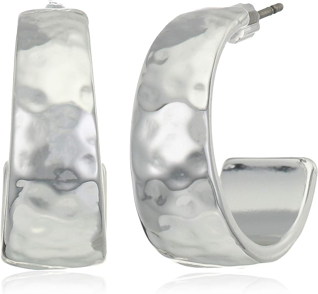 Nine West Classics Women's Polished Silver Tone Hoop Earrings | Amazon (US)