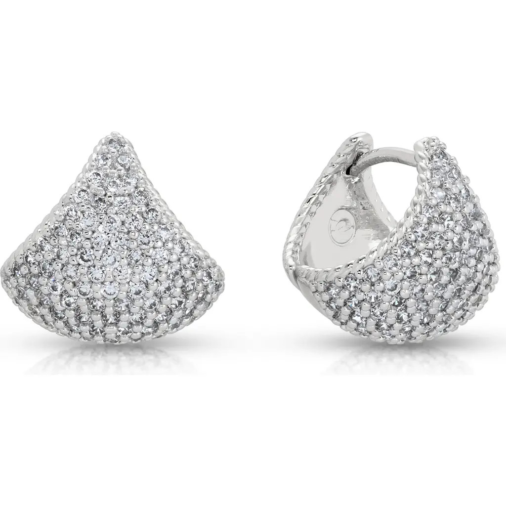 Ettika Pavé Fan Huggie Hoop Earrings in Silver at Nordstrom | Nordstrom