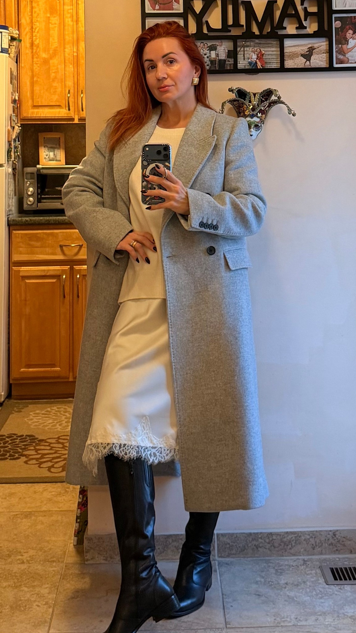 ✨Winter chic with soft elegance

A timeless neutral look I’m absolutely in love with — a light grey wool coat layered over a cream knit and a satin slip dress with delicate lace hem. Effortless, feminine, warm, and so easy to style for everyday wear or a dressed-up winter outing.
Finished with sleek black tall boots to balance the softness with structure.

This is the kind of outfit you put on when you want to feel refined, confident, and subtly luxurious without trying too hard.

⸻

grey wool coat, winter outfit, slip dress styling, tall black boots, elegant winter look, capsule wardrobe, neutral tones, soft glam, satin dress outfit, everyday chic, classic style inspiration

#LTKOver40 #LTKootd #LTKGiftGuide