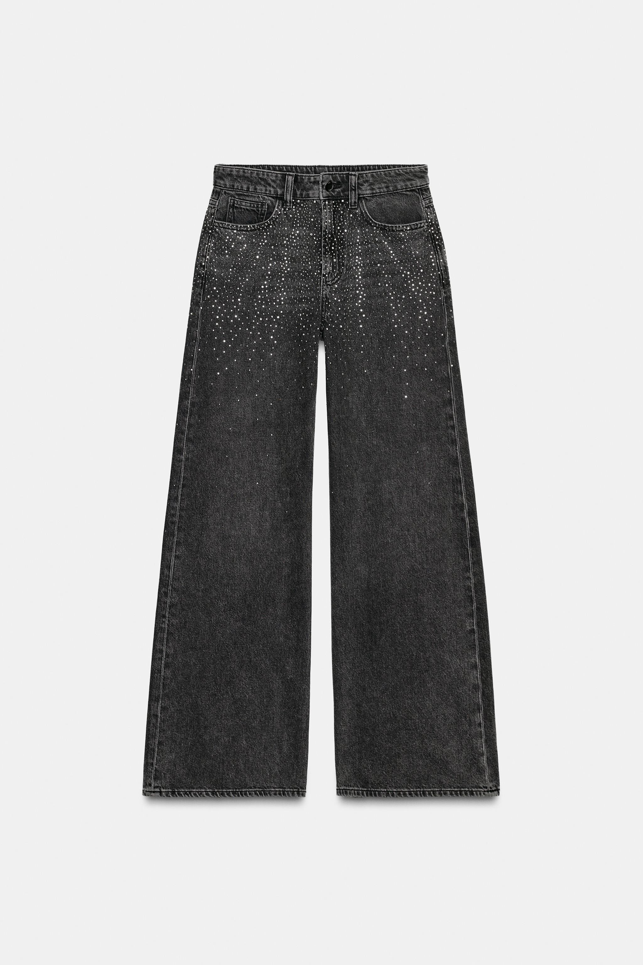 Z1975 LOOSE WIDE LEG MID-RISE SHIMMER JEANS | Zara US