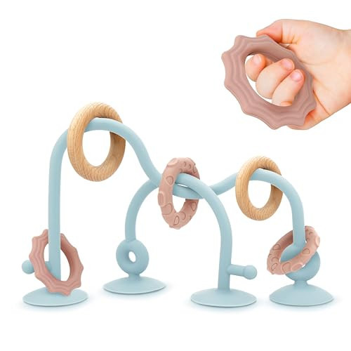 Ascnduup Baby Suction High Chair Toys - Enhanced 24hr Hold Suction Cup Sensory Bath Toys for Babies 6-12 Months, Toddlers, Infant, Interactive Silicone Montessori Teether Toy | Amazon (US)