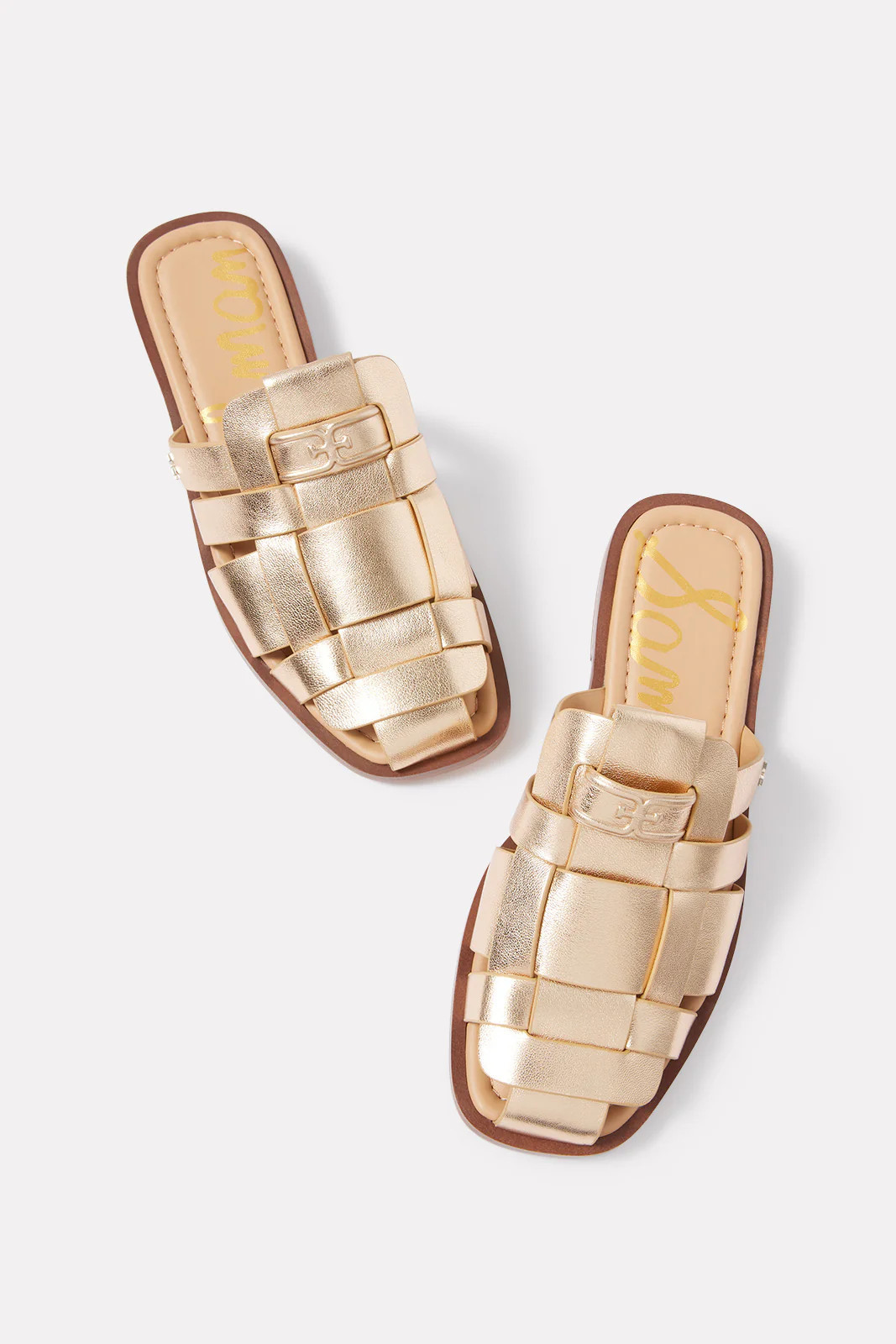 SAM EDELMAN Women's Dina Fisherman Slide, Size 6.5, Gold | Evereve