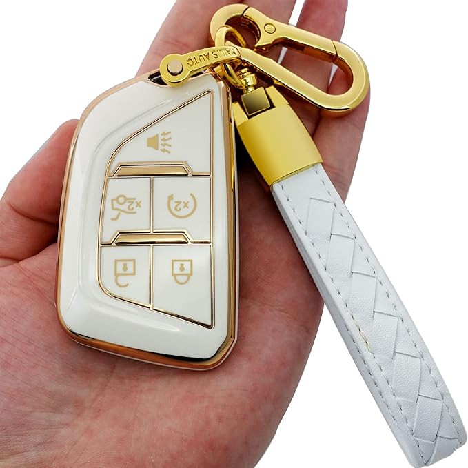 Kirsnda for Cadillac key fob cover with Leather keychain,Fashion Soft TPU Protector Key Shell Com... | Amazon (US)