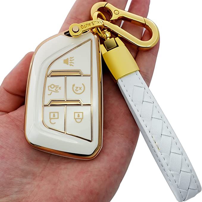 Kirsnda for Cadillac key fob cover with Leather keychain,Fashion Soft TPU Protector Key Shell Com... | Amazon (US)