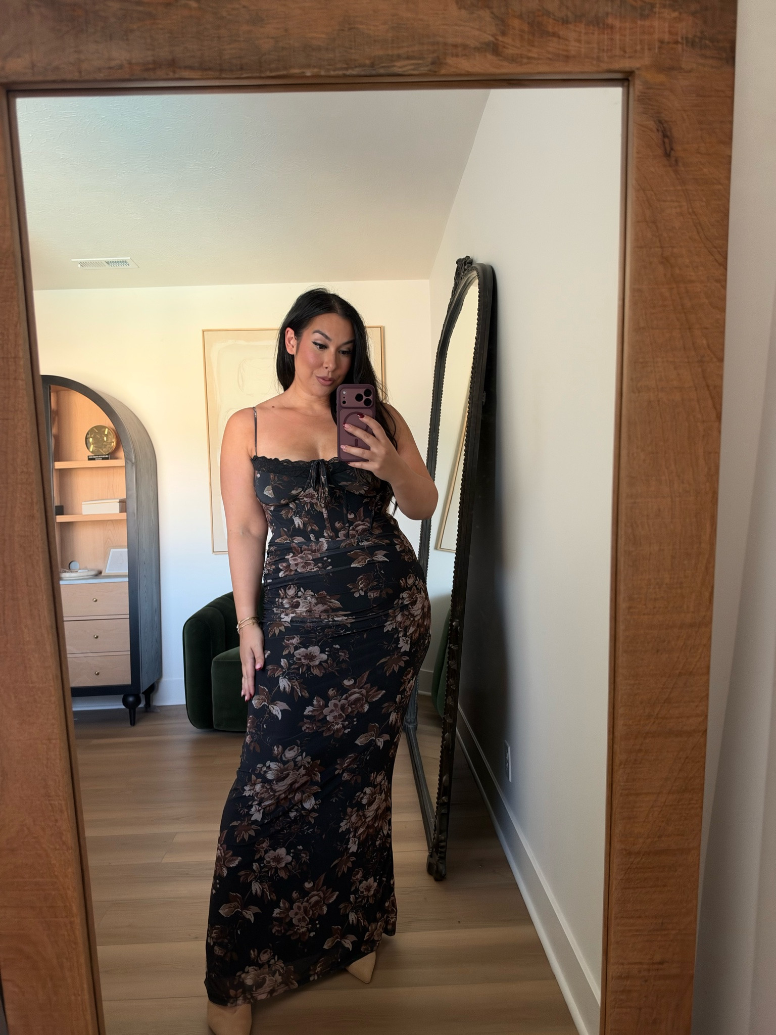 How stunning is this dress!? I love the fall florals and lace details so much. Another great piece for a fall wedding guest dress! Wearing an XL. Midsize, midsize fashion, fall, fall fashion, wedding, wedding guest, wedding guest dress, amazon 

 #LTKootd #LTKMidsize #LTKWedding