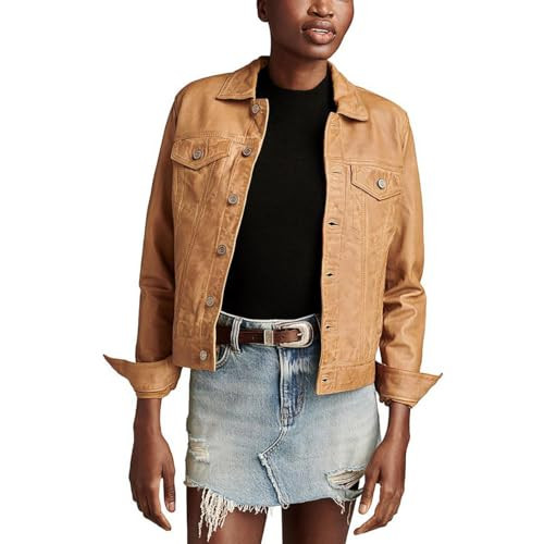 Lucky Brand Women's Leather Trucker Jacket | Amazon (US)