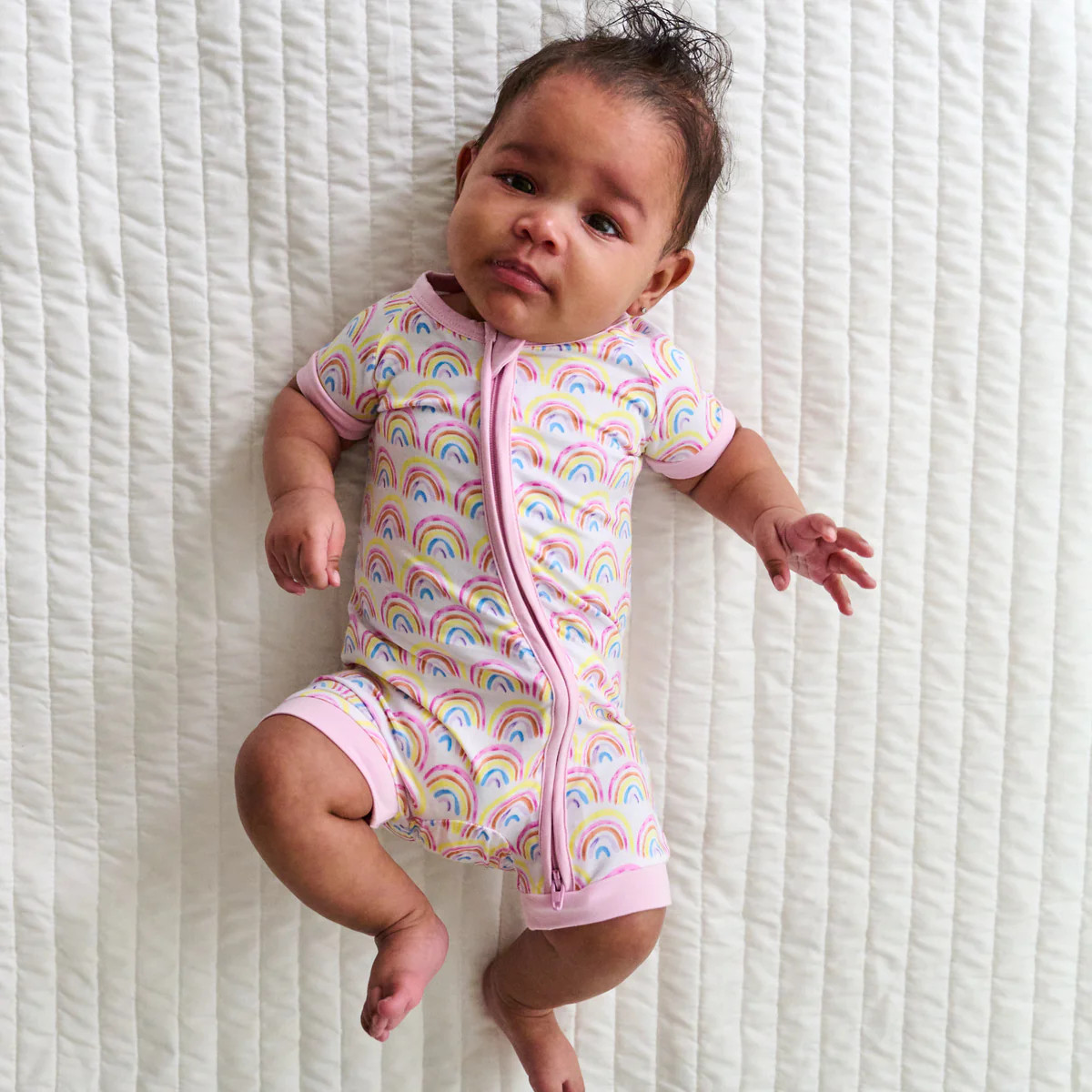 Pastel Rainbows Shorty Zippy | Little Sleepies