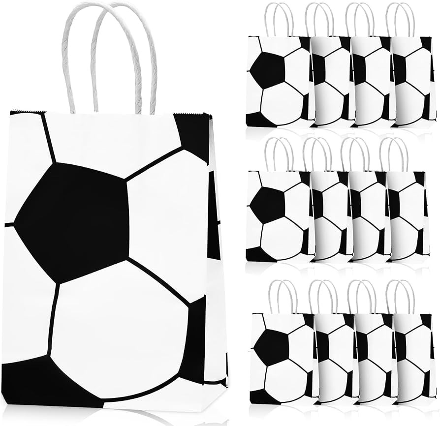 Leezmark 12 Pcs Soccer Party Favor Bags, Soccer Themed Party Gift Bags with Handles, Paper Gift B... | Amazon (US)