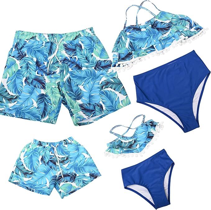 PURFEEL Family Matching Swimsuit Womens Bathingsuit Girls Swimwear Mom and Me Matching Swimwear | Amazon (US)