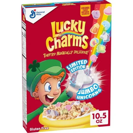 Lucky Charms Gluten Free Cereal with Marshmallows, Limited Edition Jumbo Unicorns, 10.5 oz | Walmart (US)