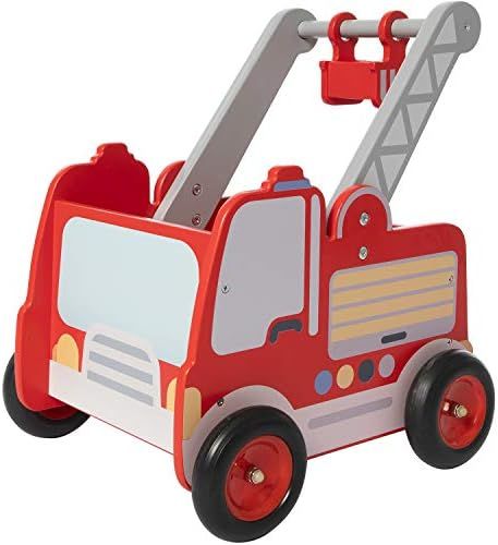 labebe Red Fire Truck Wooden Baby Push Walker - 2-in-1 Toddler Push & Pull Toys Learning Walker S... | Amazon (US)
