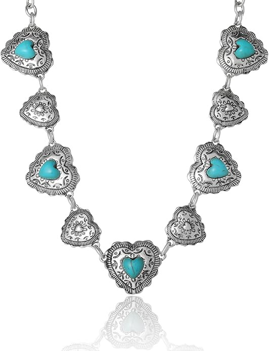 Jessica Simpson Heart Necklace for Women with Turquoise, 15"+3" Western Statement Necklace, Mothe... | Amazon (US)