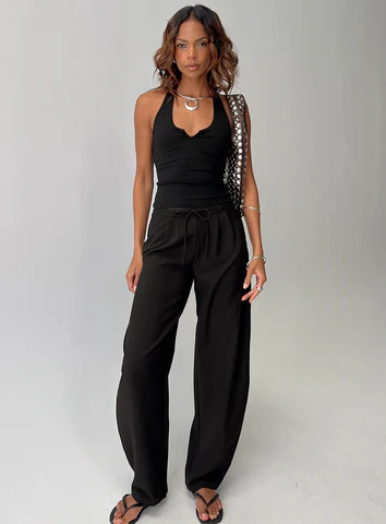 Triffid Barrel Leg Pants Black | Princess Polly US