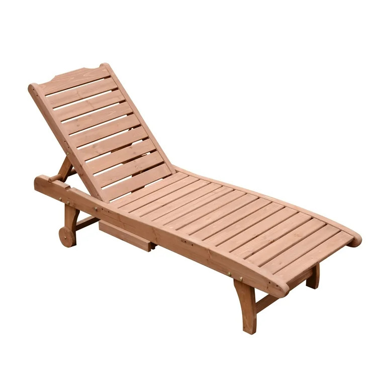 Outsunny Reclining Wood Outdoor Chaise Lounge - Brown | Walmart (US)
