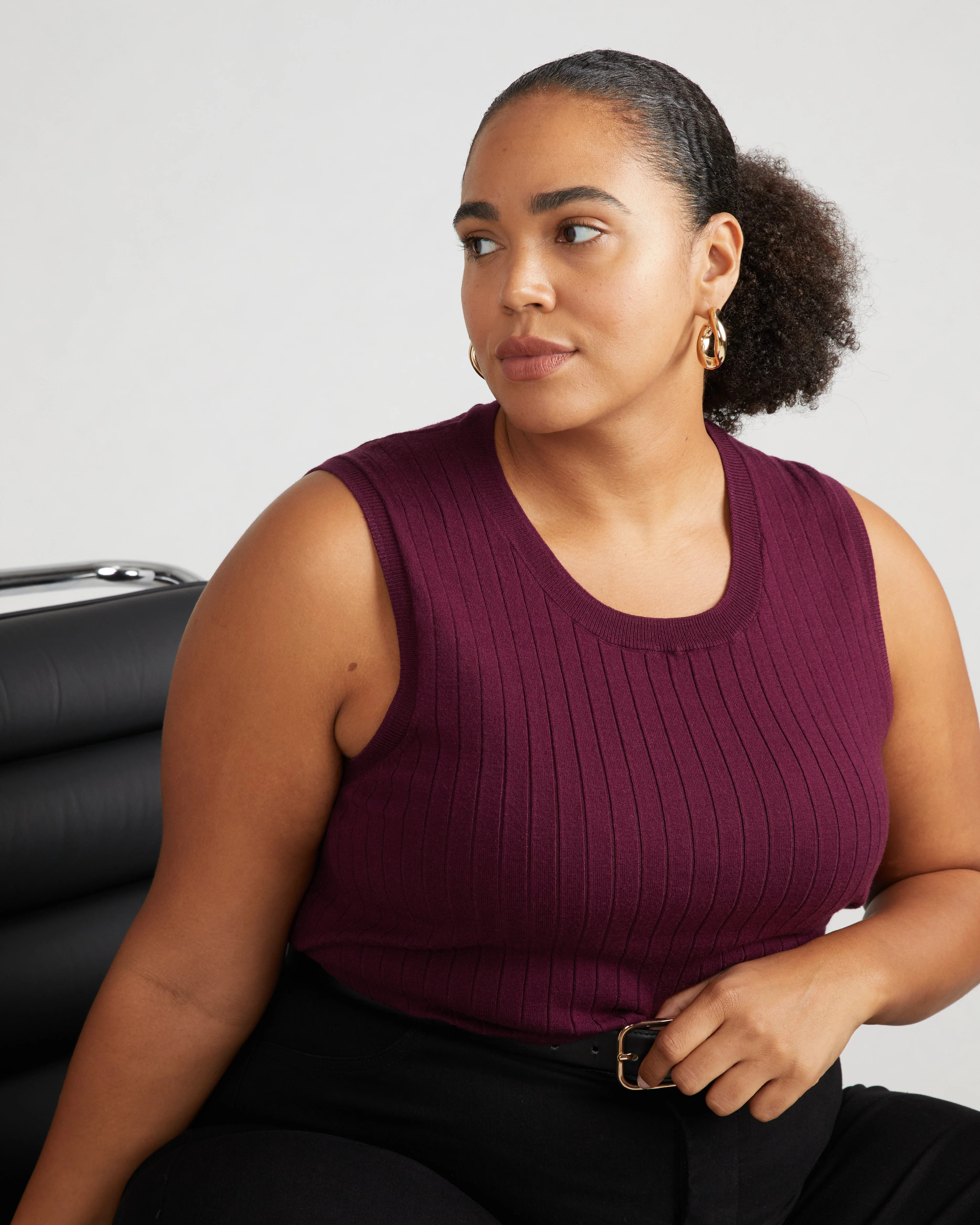 Savvy Fine Knit Sweater Shell - Black Cherry | Universal Standard