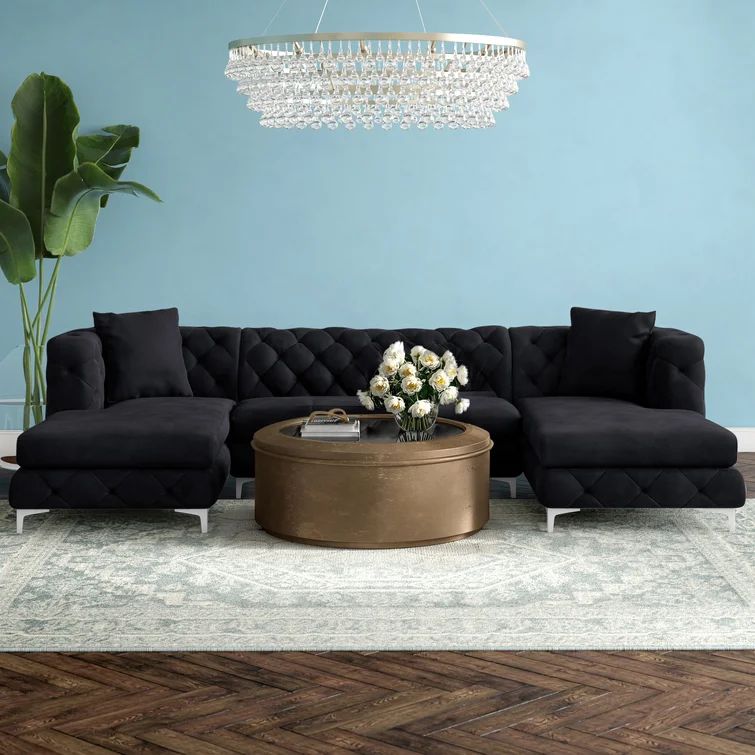 Miranda 127" Wide Velvet Symmetrical Sofa & Chaise | Wayfair North America