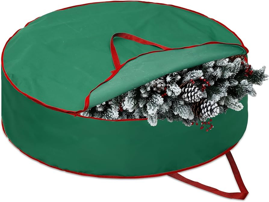 1 Pcs 60 Inch Christmas Wreath Storage Bag Zippered Garland Holiday Container with Reinforced Han... | Amazon (US)