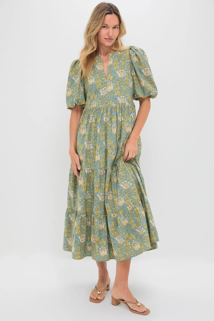 Blue & Green Leafy Floral Cisco Maxi Dress | Tuckernuck (US)