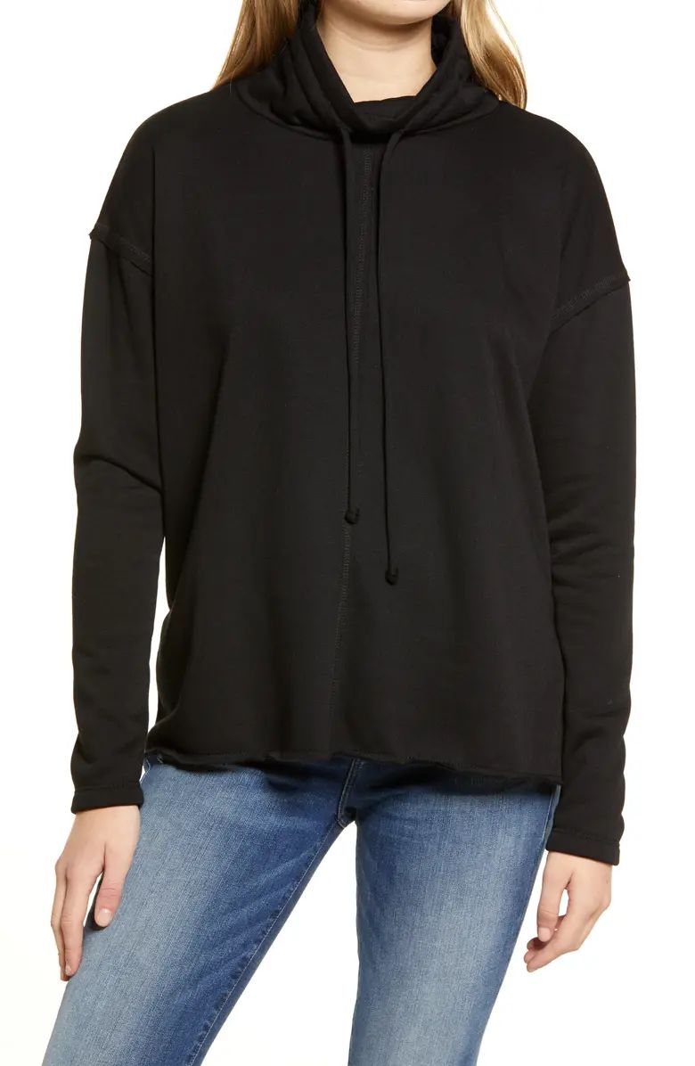 Treasure & Bond Cowl Tie Neck Cotton Blend Sweatshirt | Nordstrom | Nordstrom