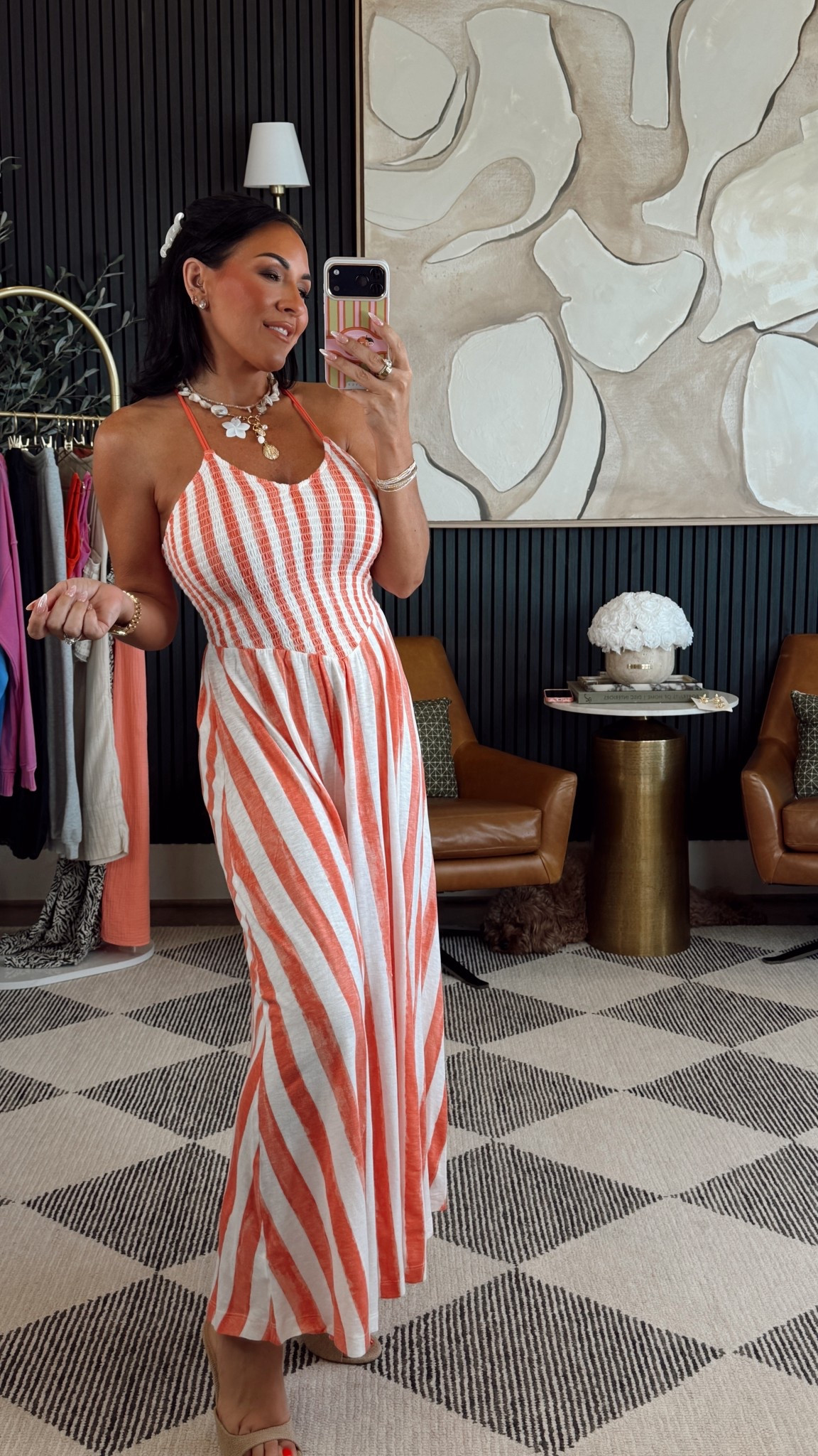 This is the cutest summer dress. 

In a small
5’2/130 lbs/34 DD/25” waist 