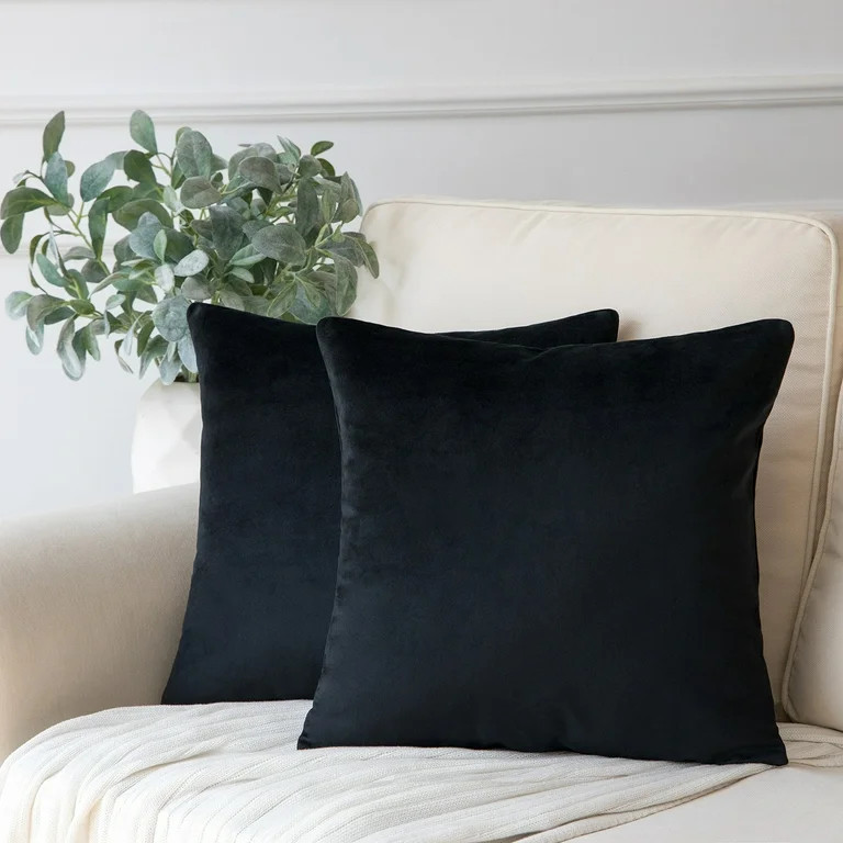 Phantoscope Soft Silky Velvet Series Square Decorative Throw Pillow Cusion for Couch, 18" x 18", ... | Walmart (US)