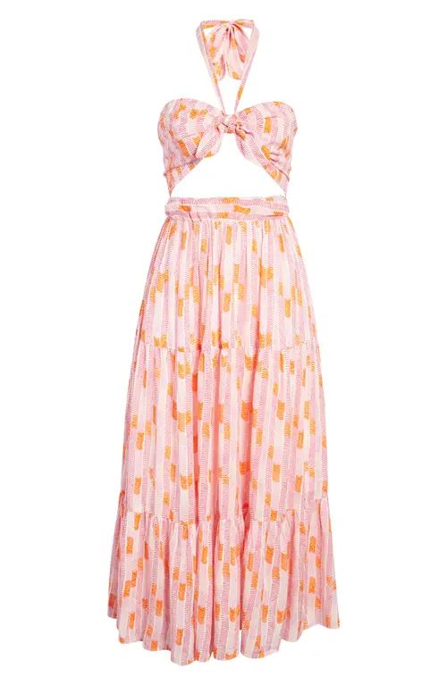 lemlem Gigi Cutout Cover-Up Halter Dress in Multi Pink at Nordstrom Light Pink Dress Pink Maxi Dress | Nordstrom