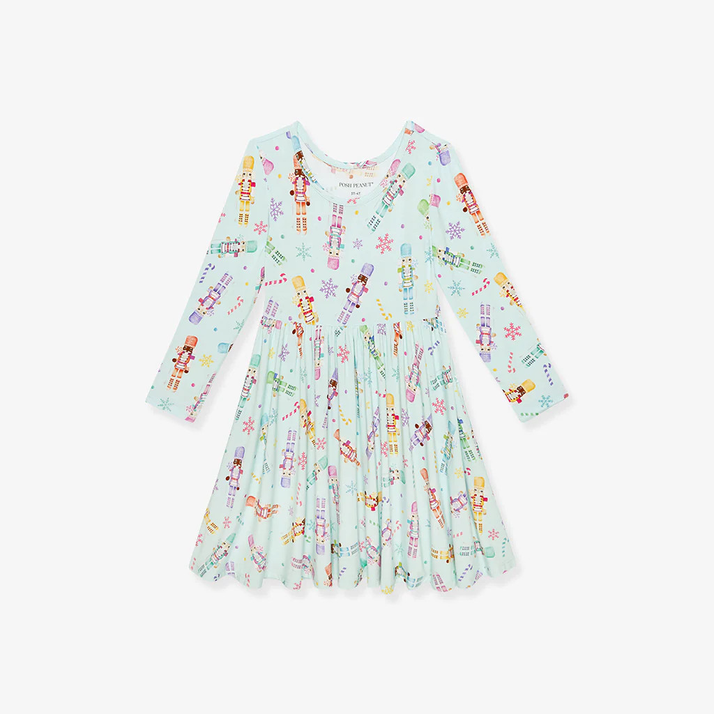 Holiday Green Girl Toddler Twirl Dress | Posh Nutcracker | Posh Peanut