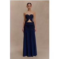 Tully Chiffon Denim Maxi Skirt - Indigo Blue I MESHKI I Size S | MESHKI US