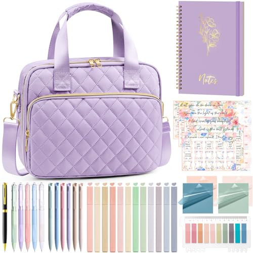 Bible Cover Case for Women, Large Bible Bag Bible Study Supplies Accessories Journaling Kit with Highlighters Tabs, Quilted Book Carrying Cases with Shoulder Strap, Christmas Christian Gifts for Women | Amazon (US)