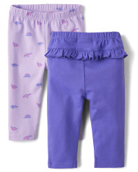 Baby Girls Dino Ruffle Leggings 2-Pack - peri pop | The Children's Place