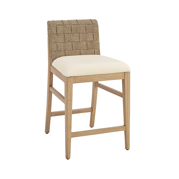 Neilsen Counter Stool Linen Cushion & Seagrass Back | Ballard Designs, Inc.