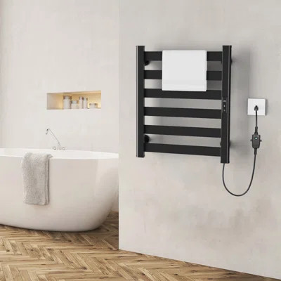 6-Bar Wall Premium Towel Warmer With Touch Control, 3 Heat Settings, Wide Bar Design, IPX4 Waterproof, Space Aluminum Construction | Wayfair North America