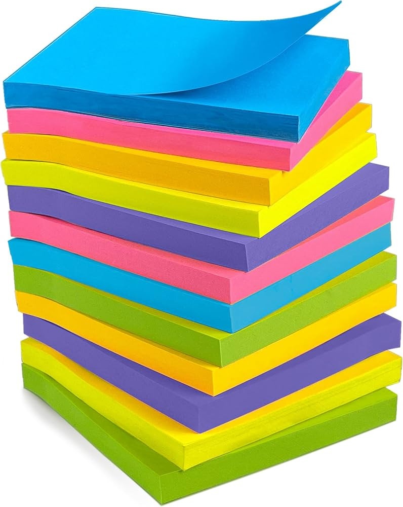 OHOME Sticky Notes - 12 Pads, 3\u201dx3\u201d - Colorful Self-Stick Post Notes Bulk - Office Desk... | Amazon (US)