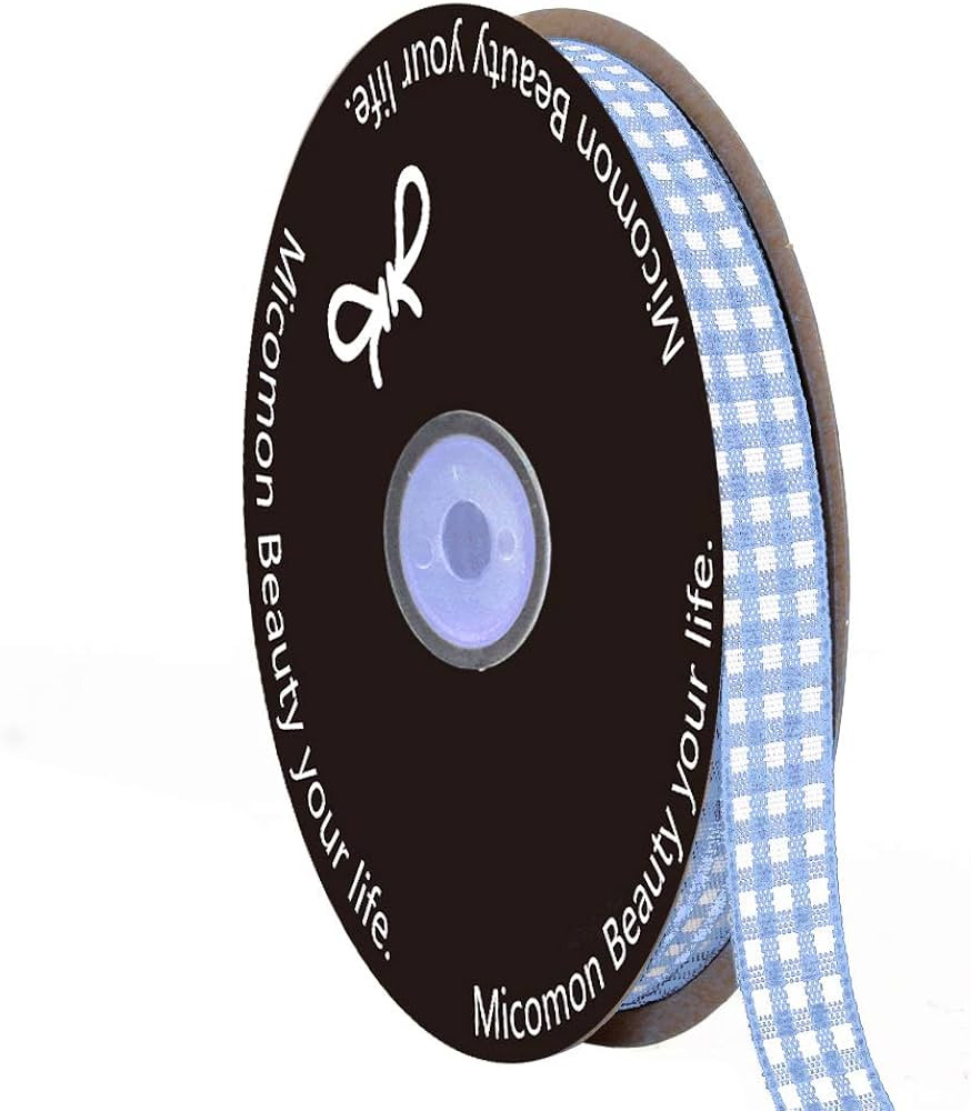 Light Blue Gingham Plaid Checked Ribbon 25 Yard Each Roll 100% Polyester (3/8", Lt.Blue) | Amazon (US)