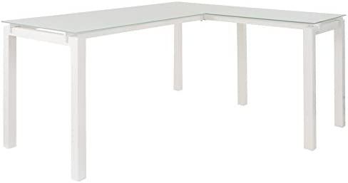 Signature Design by Ashley Baraga Contemporary Glass L-Shaped Home Office Desk, White | Amazon (US)