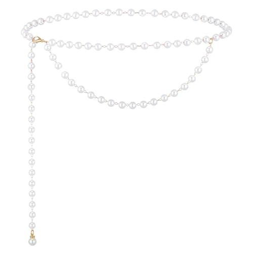 Pearl Body Chain Adjustable Pearl Waist Chain Belt For Women Fashion Layered Pearls Chains Belt For Women Dresses Jeans Summer Beach Body Jewelry | Amazon (US)