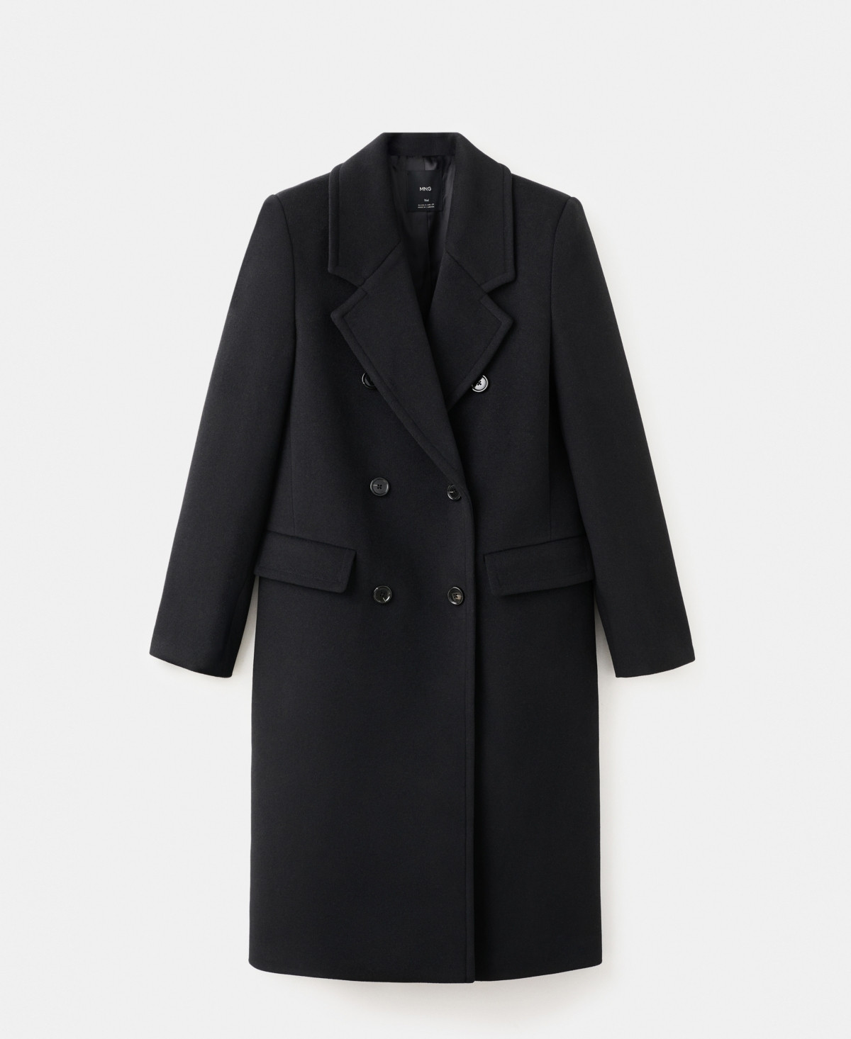 Mango Women's Double-Breasted Wool Coat - Black | Macy's