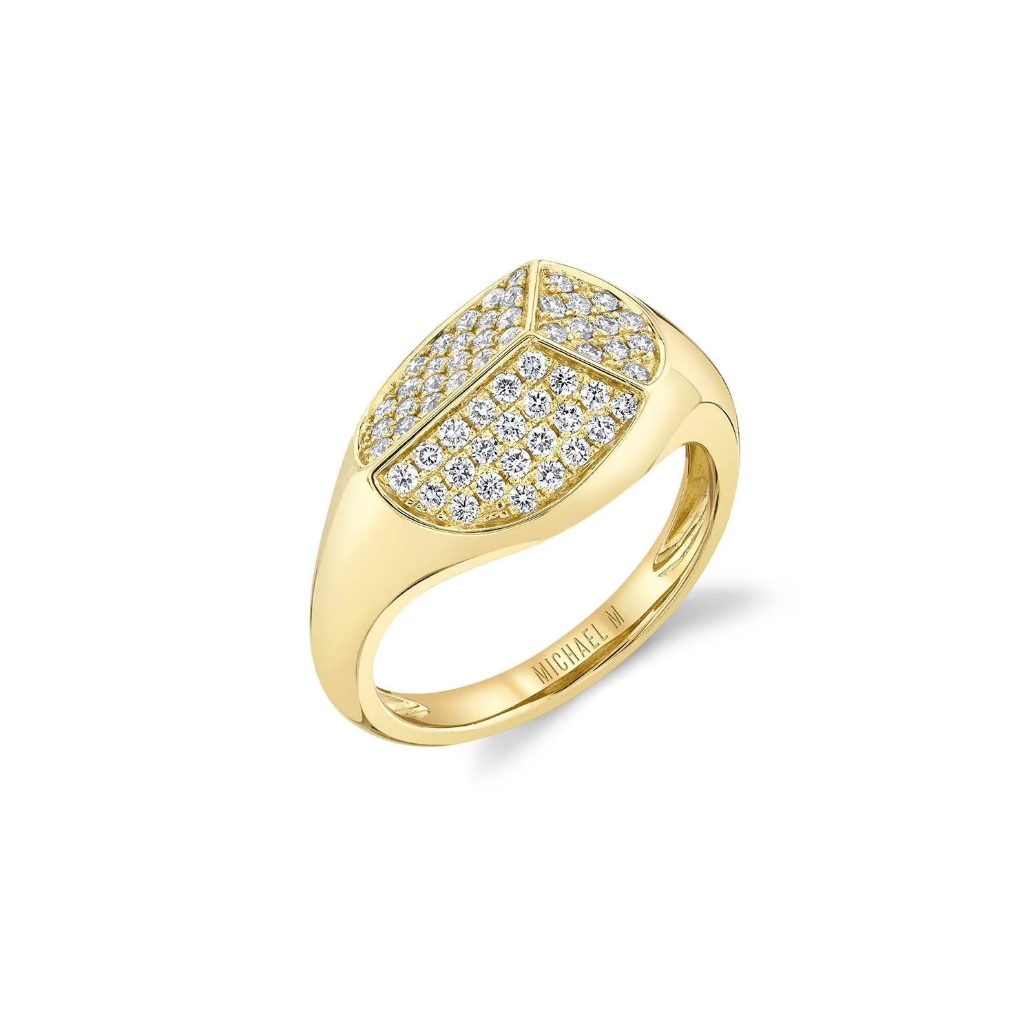 Carve Signet Ring with Pavé | MICHAEL M | Michael M. Collection