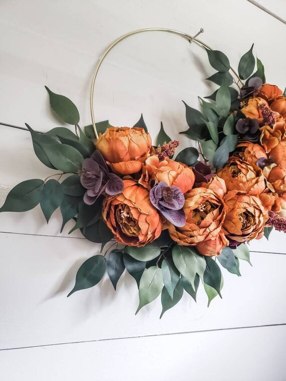 Fall Peony Wreath, Fall Wreath for Front Door, Fall Front Door, Fall Decor, Fall Farmhouse Wreath... | Etsy (US)