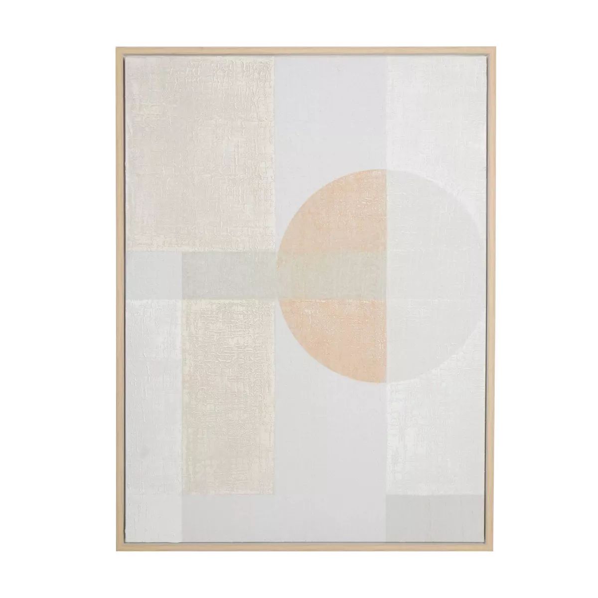 47" x 36" Canvas Abstract Minimalist Mid-Century Modern Framed Wall Art with Peach Accent Cream -... | Target