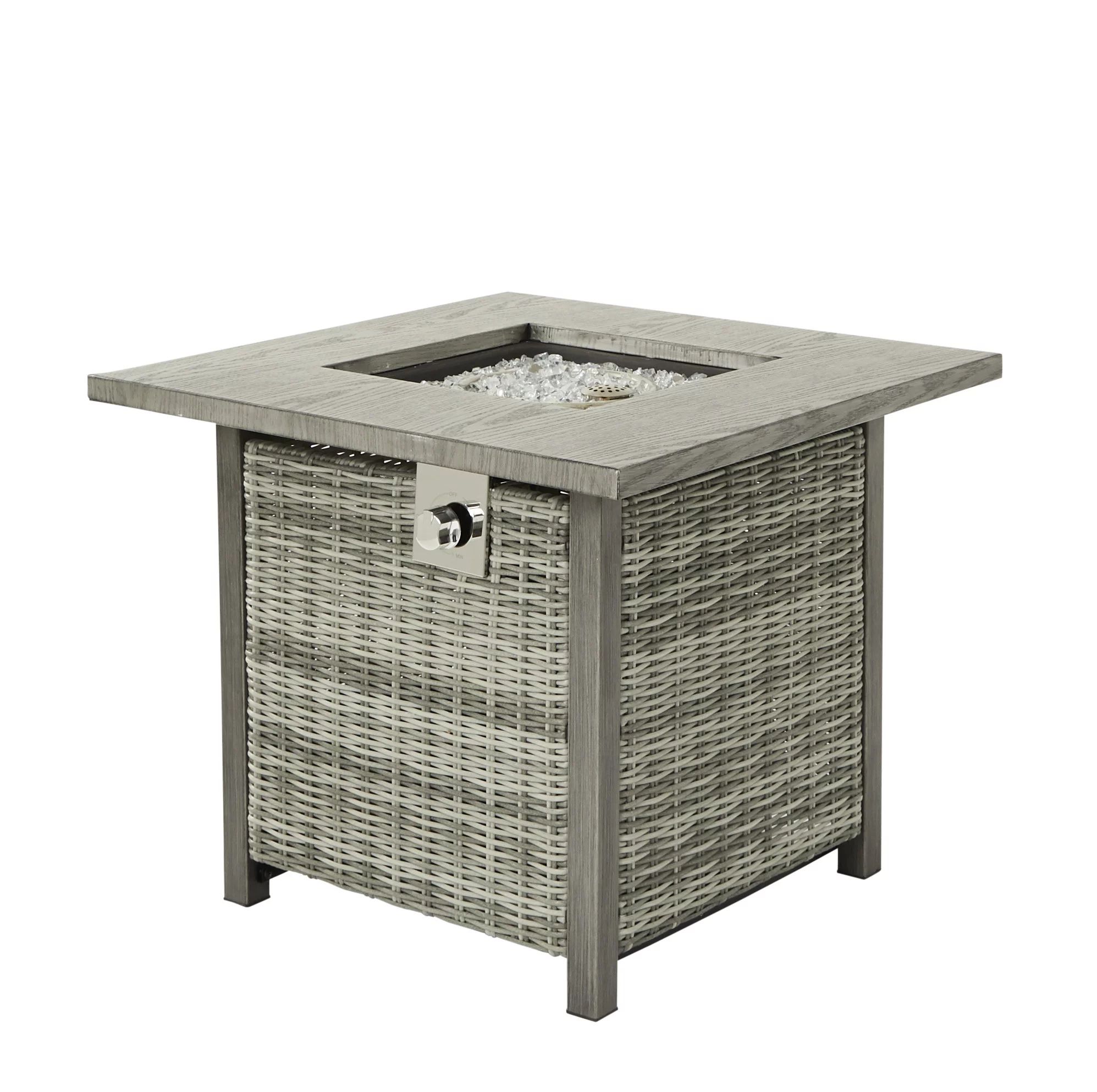 Better Homes & Gardens 30” Square Wicker 50,000 BTU Propane Gas Fire Pit Table with Lava Rocks,... | Walmart (US)