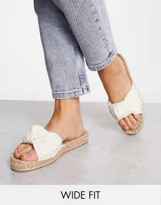 ASOS DESIGN Wide Fit Jade knotted espadrille mules in natural | ASOS (Global)