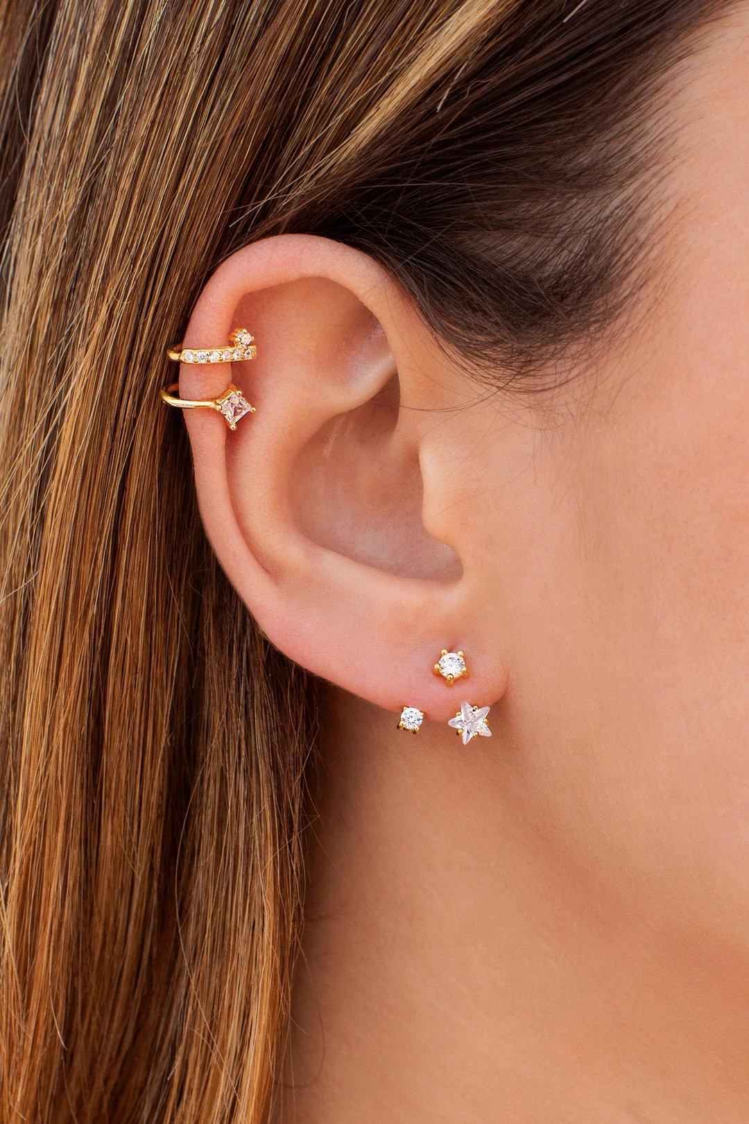 Ear jacket earrings with star-shaped zircons | Etsy (EU)