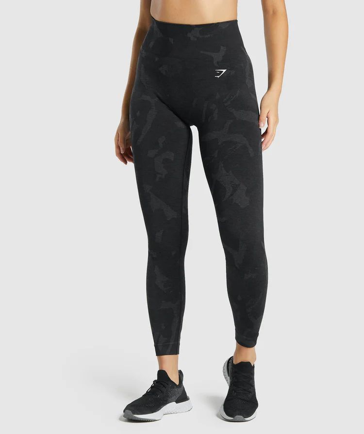 Gymshark Adapt Camo Seamless Leggings - Savanna | Black | Gymshark US