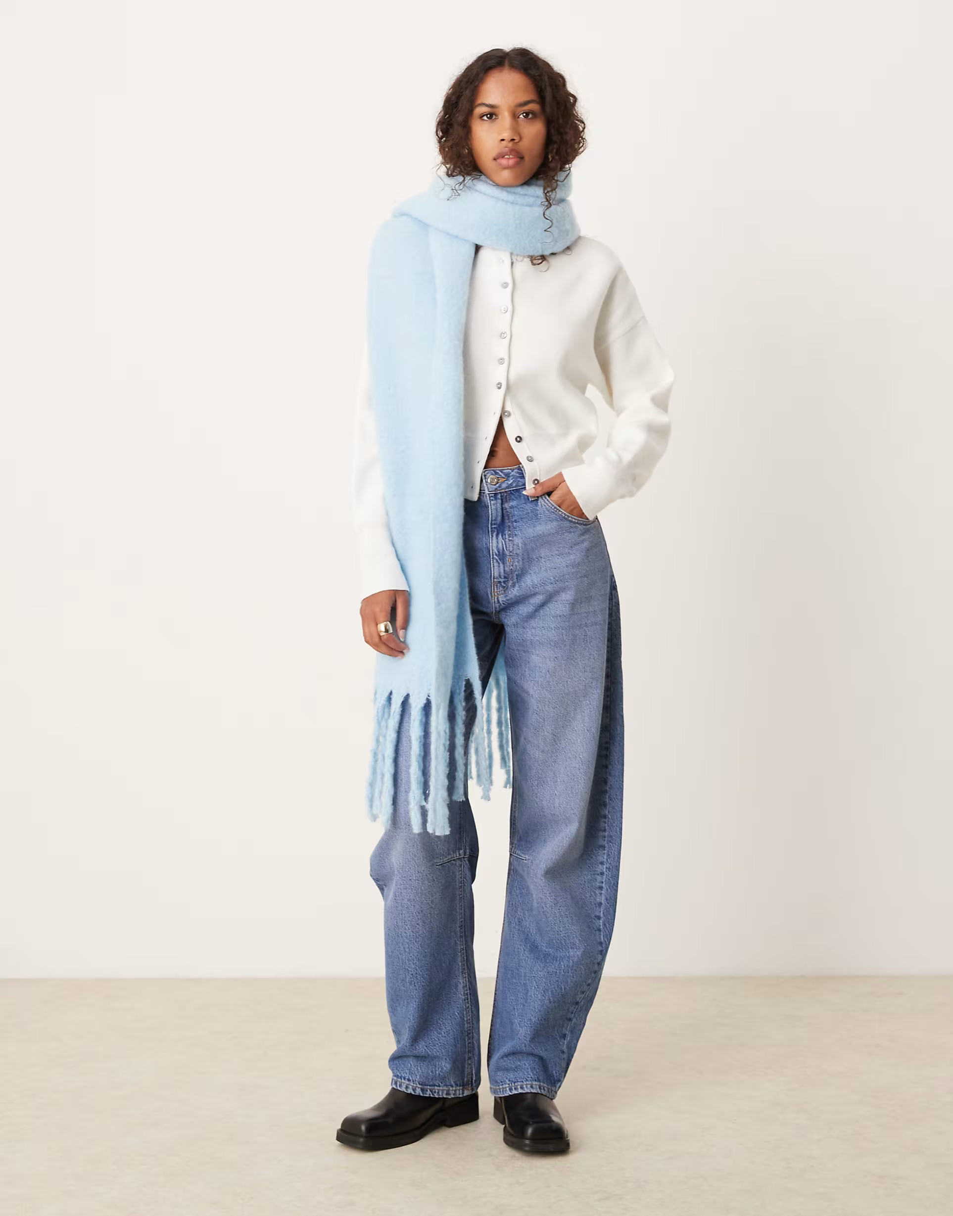 My Accessories super soft oversized blanket scarf in blue | ASOS (Global)