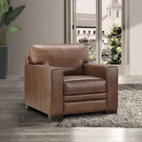 Oilton 37.25" Wide Genuine Leather Top Grain Leather Armchair | Wayfair Professional