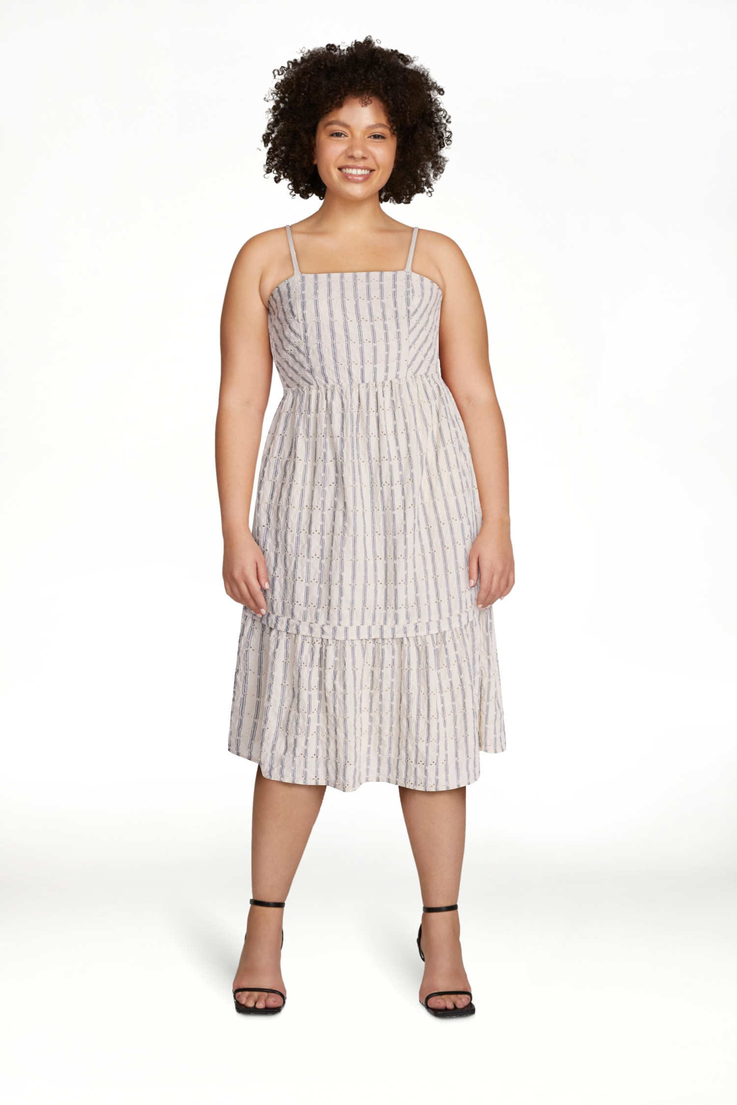 Time and Tru Women's Sleeveless Eyelet Cotton Midi Dress, Sizes XS-XXXL | Walmart (US)